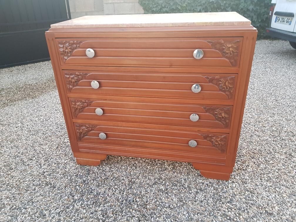 Chest of drawers art deco era in walnut