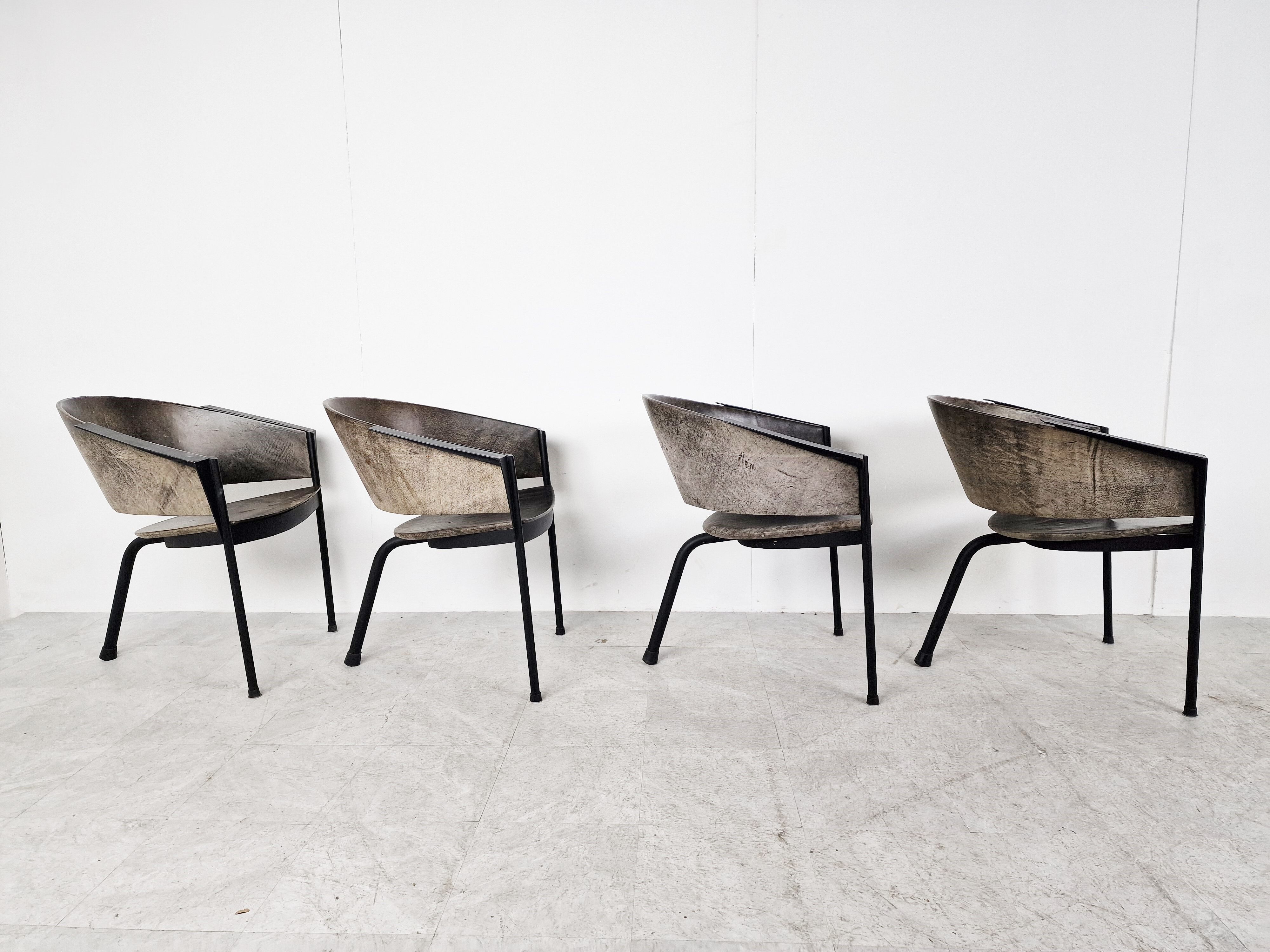 Vintage tripod armchairs, 1970s