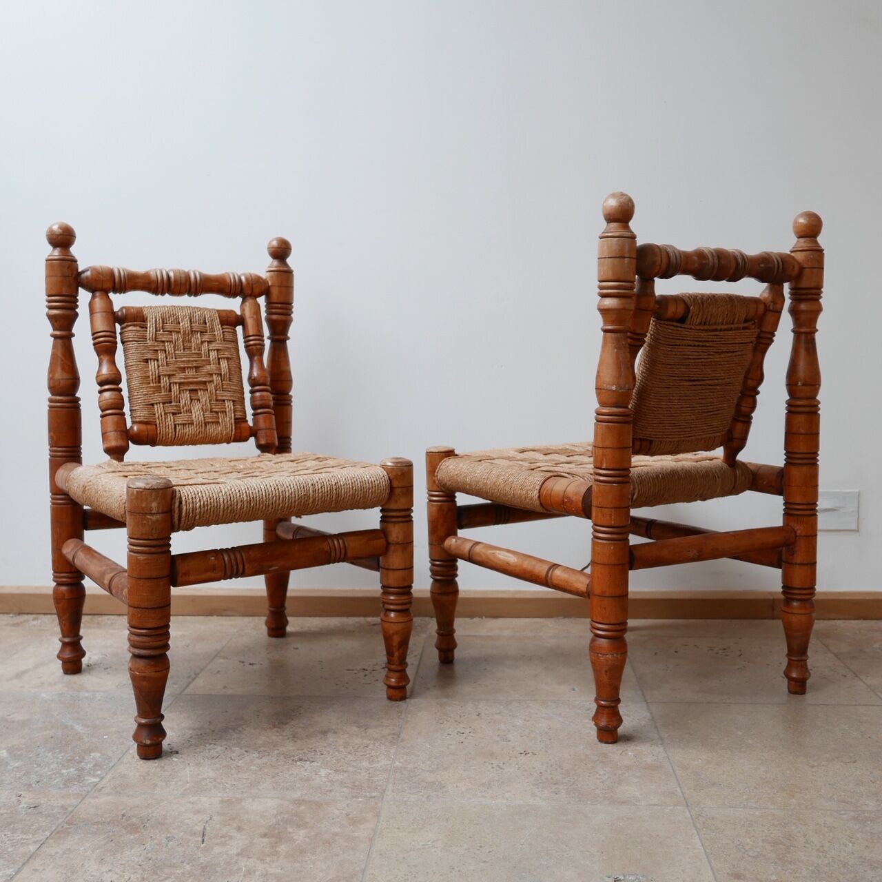 Pair of mid-century French easy lounge chairs