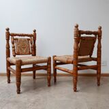 Pair of mid-century French easy lounge chairs