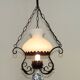 French country lantern ceiling light blue floral finial opaque glass shade 4521