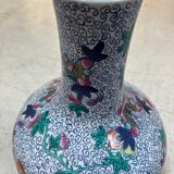 CHINA Polychrome porcelain vase decorated with butterflies Signed under the base 43cm