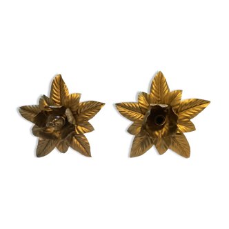 2 appliques fleurs dorées