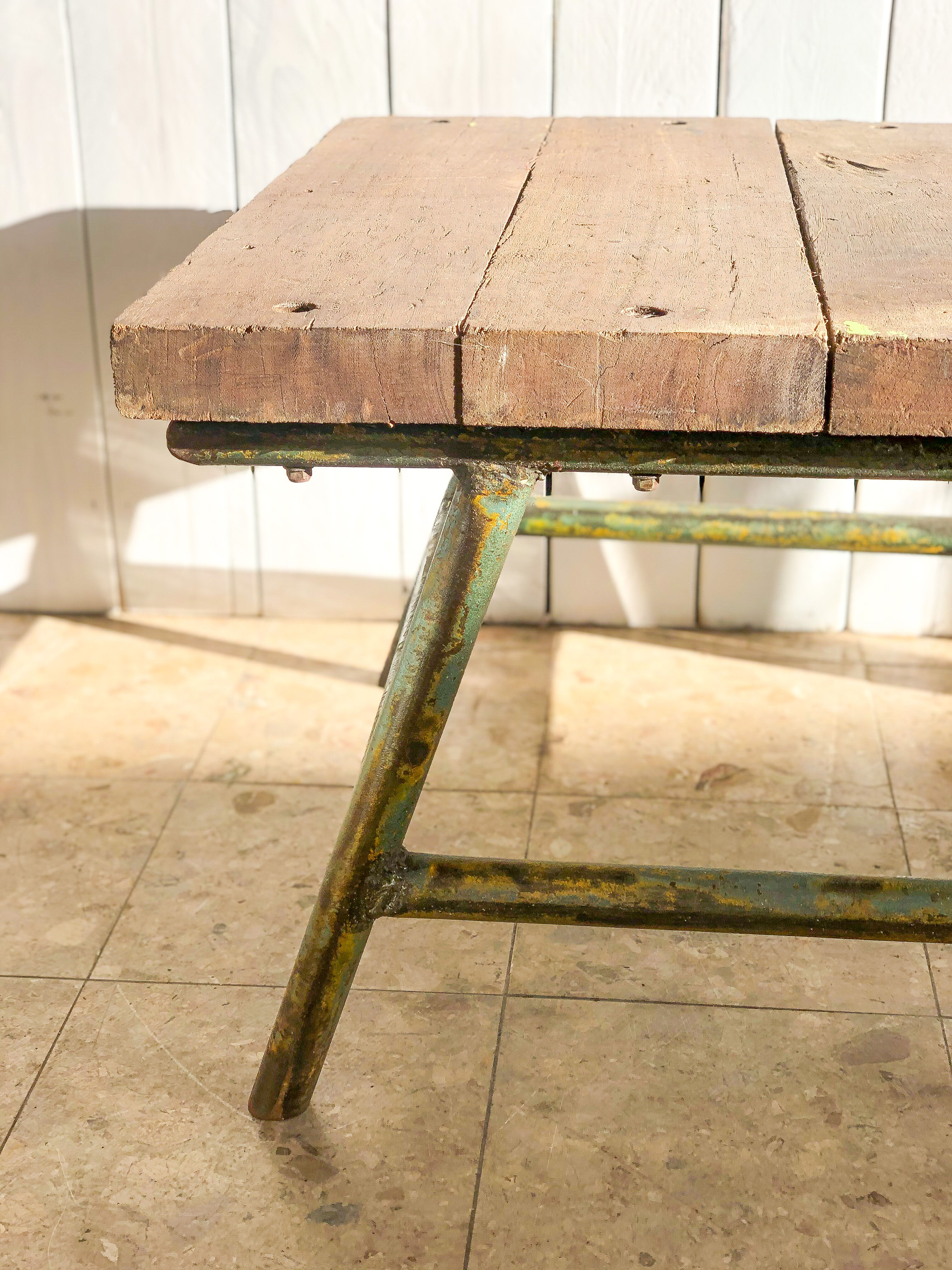 Industrial coffee table patina green
