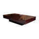 Burgundy lacquered coffee table with brass by Jean-Claude Mahey.