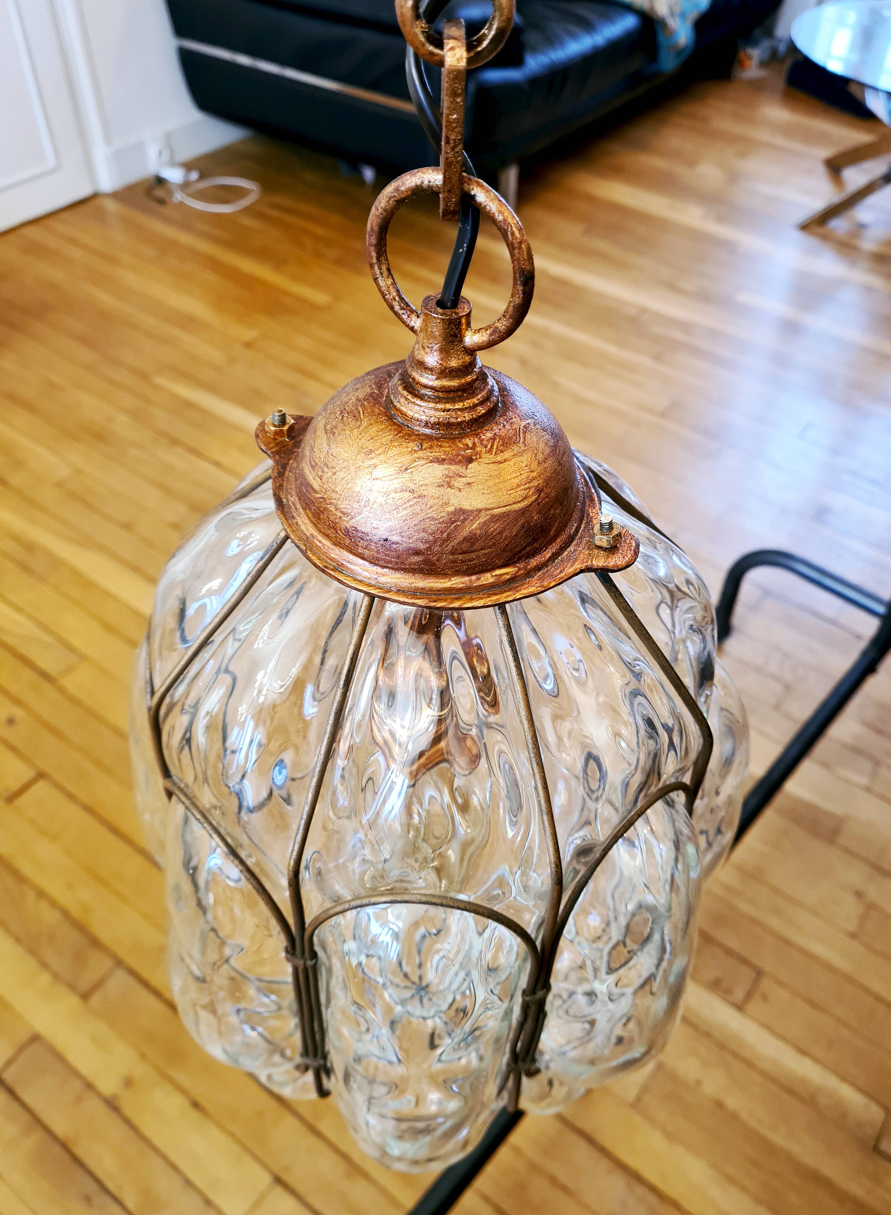 Murano glass hand-blown pendant light, mid-20th century