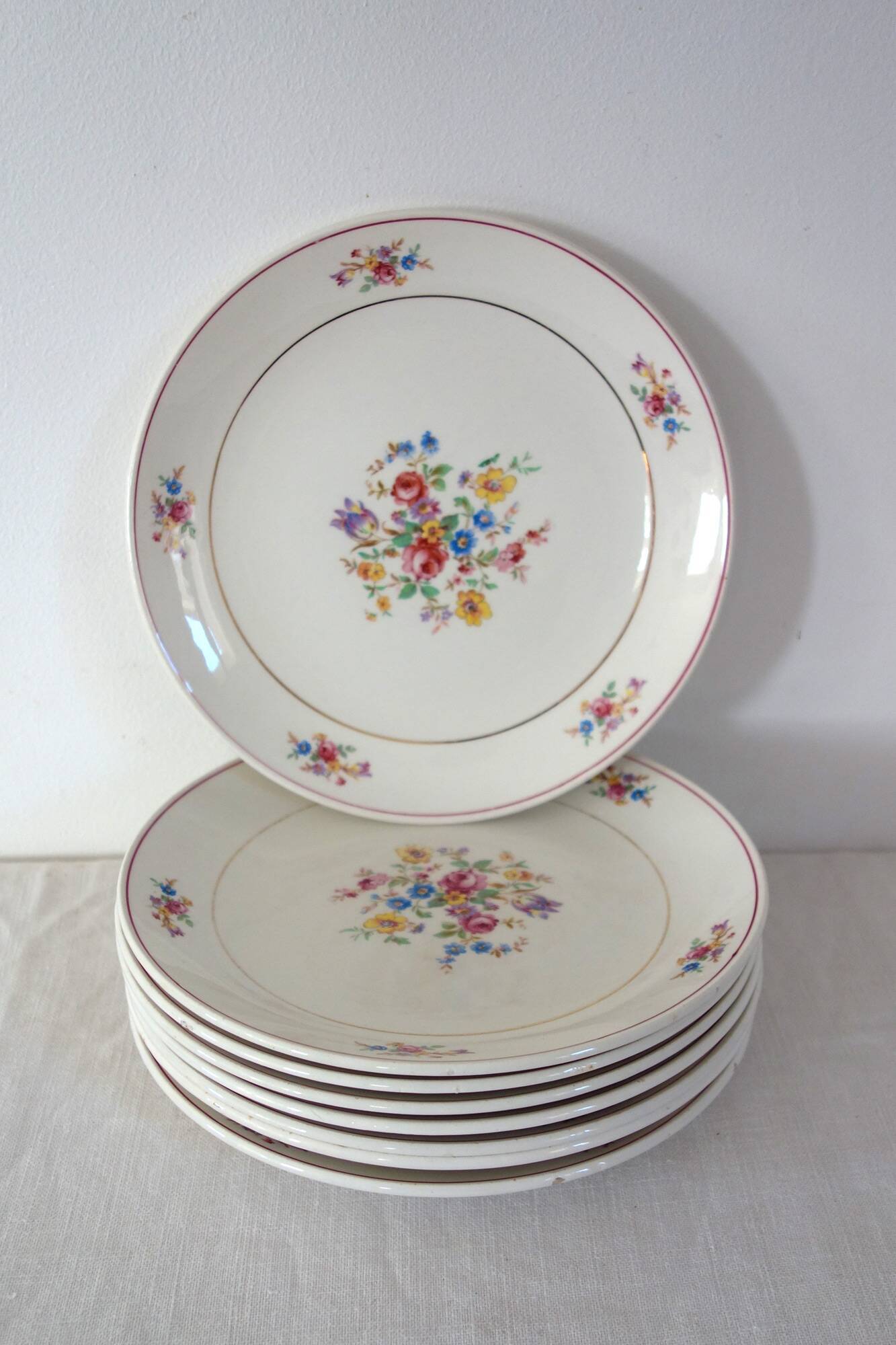 8 dessert plates Gien circa 1940