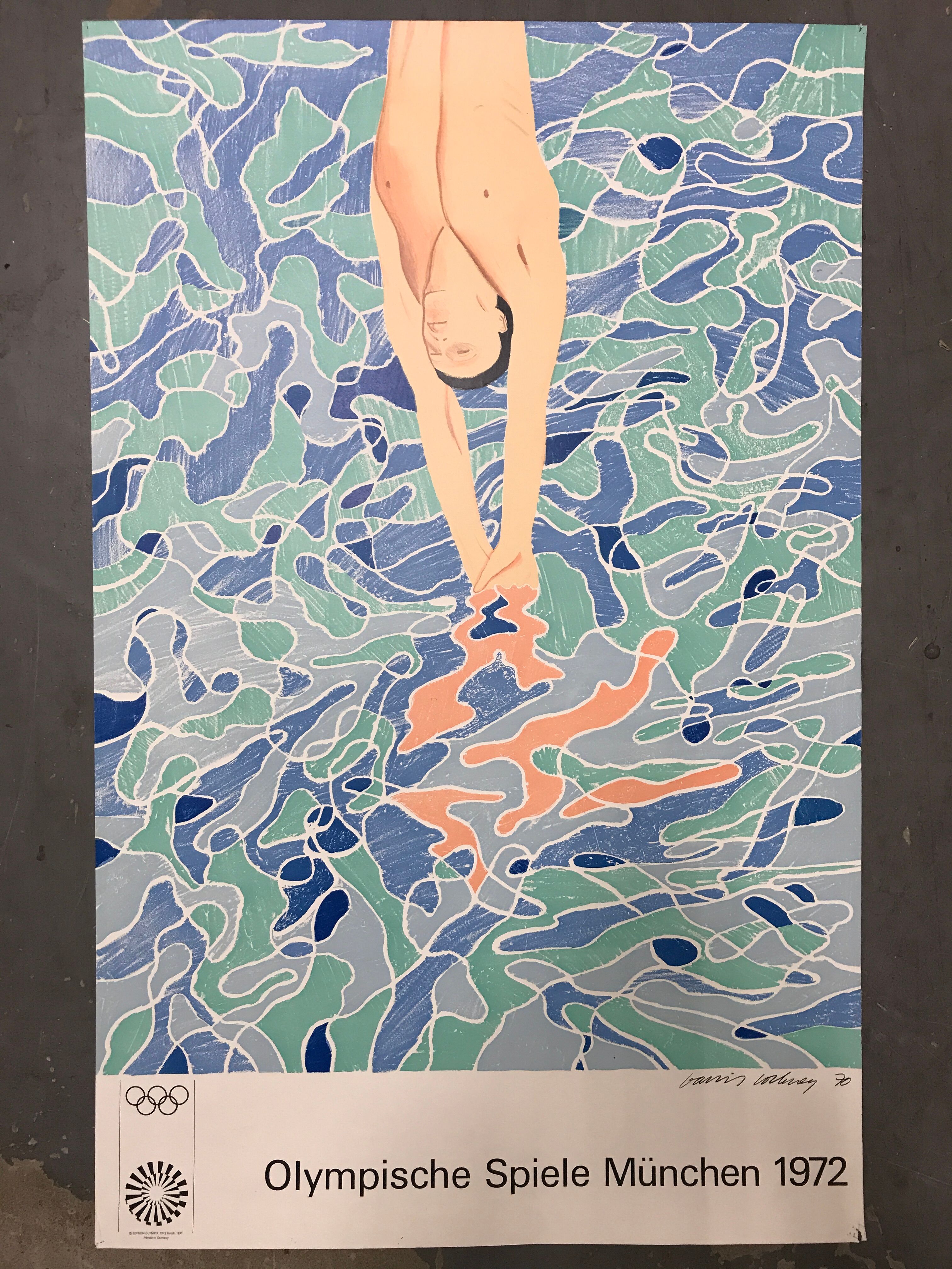 Affiche originale David Hockney (1937) Olympische Spiele München, 1972