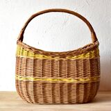 Vintage wicker basket crossed with a yellow scoubidou