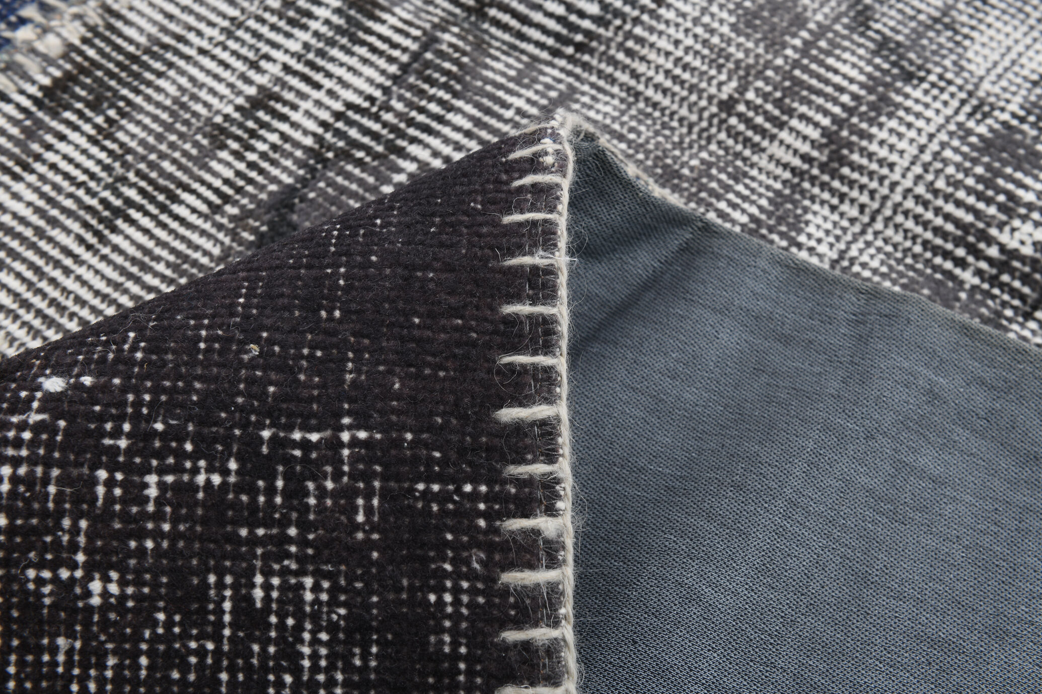 Gray tones turkish patchwork rug 308x201cm