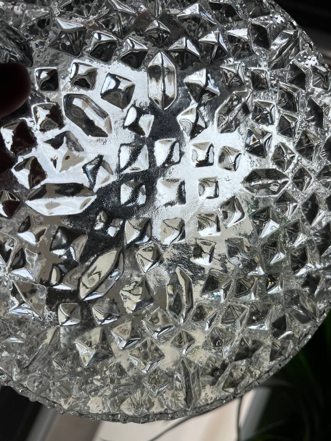 Plafonnier verre moulé vintage