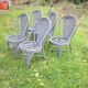 5 old rattan & gray cane chairs