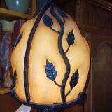 Large table lamp 73 cm, wrought iron and glass in Art Deco style