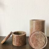 Duo of brown stone boxes