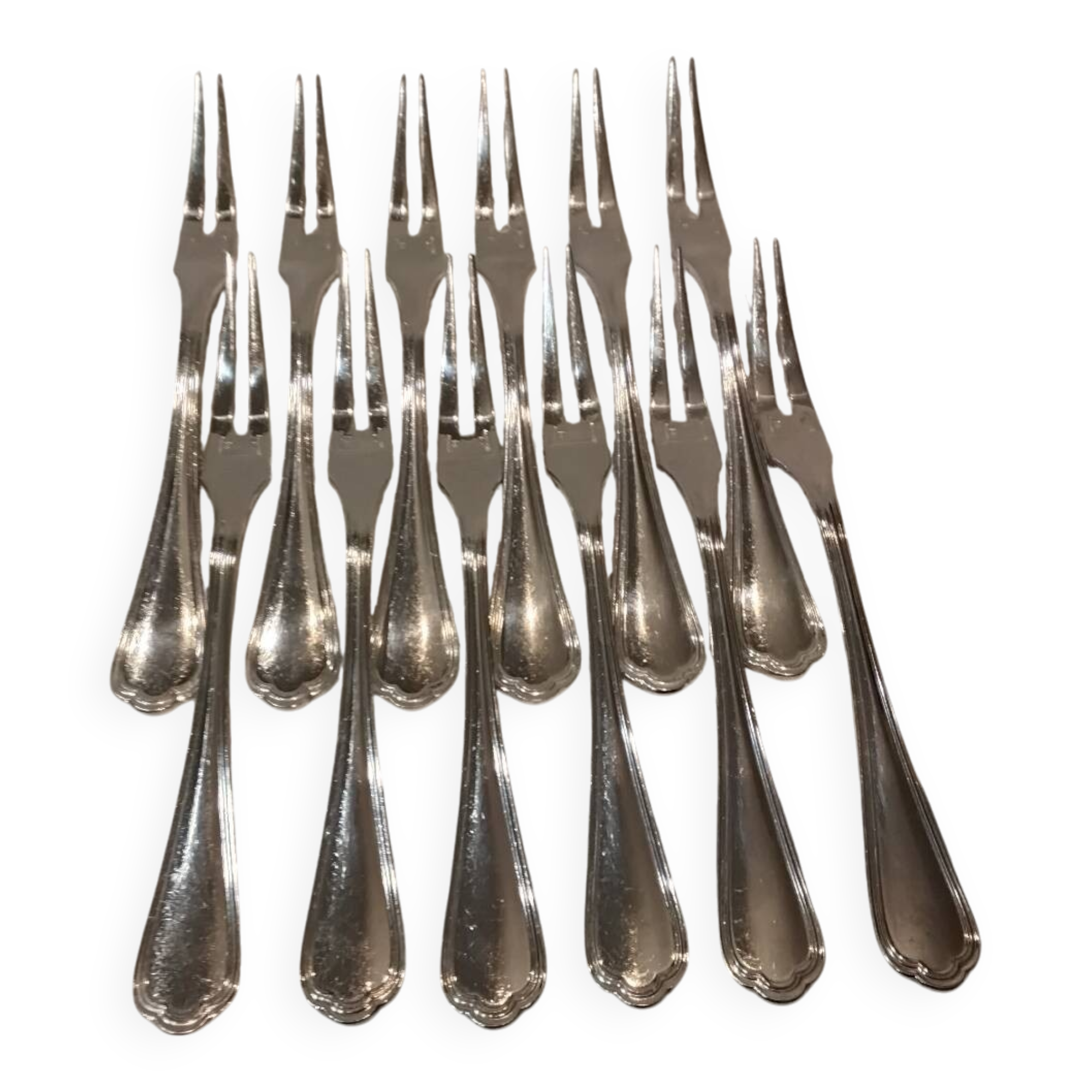 12 silver-plated snail forks by Christofle Spatours