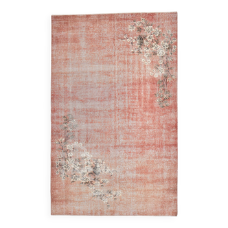 Tapis vintage à motifs floraux rouge pâle et beige 178x280 cm SK 240828