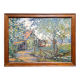 Impressionist oil painting on cardboard signed MAZARD - Barbizon school