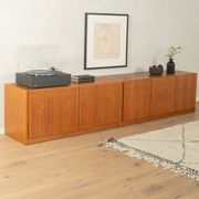Two-piece hi-fi sideboard from the 1960s, teak veneer