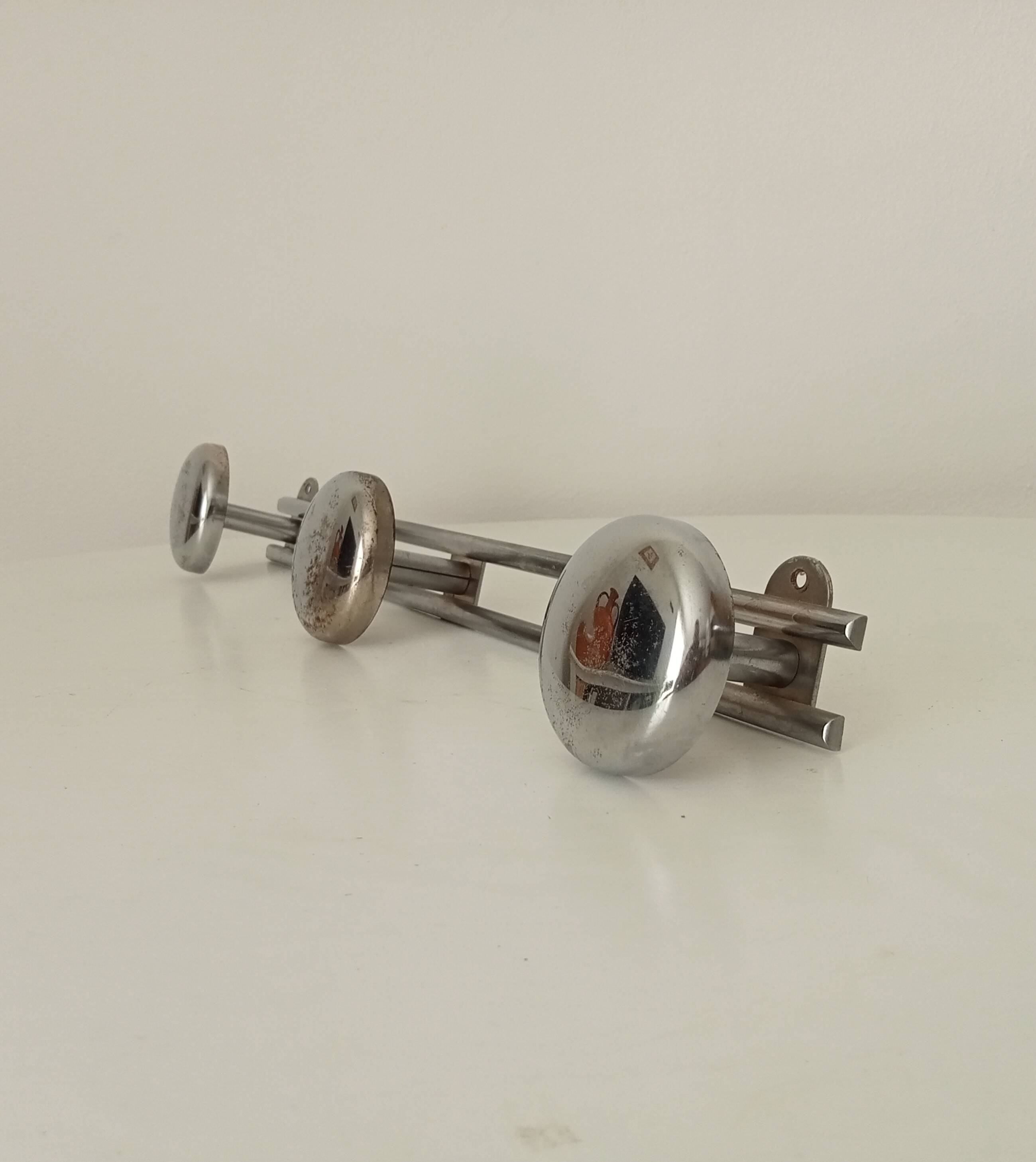 Vintage chrome wall coat rack from the 70s