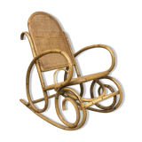 Rocking-chair in bamboo rattan and vintage wicker 1950