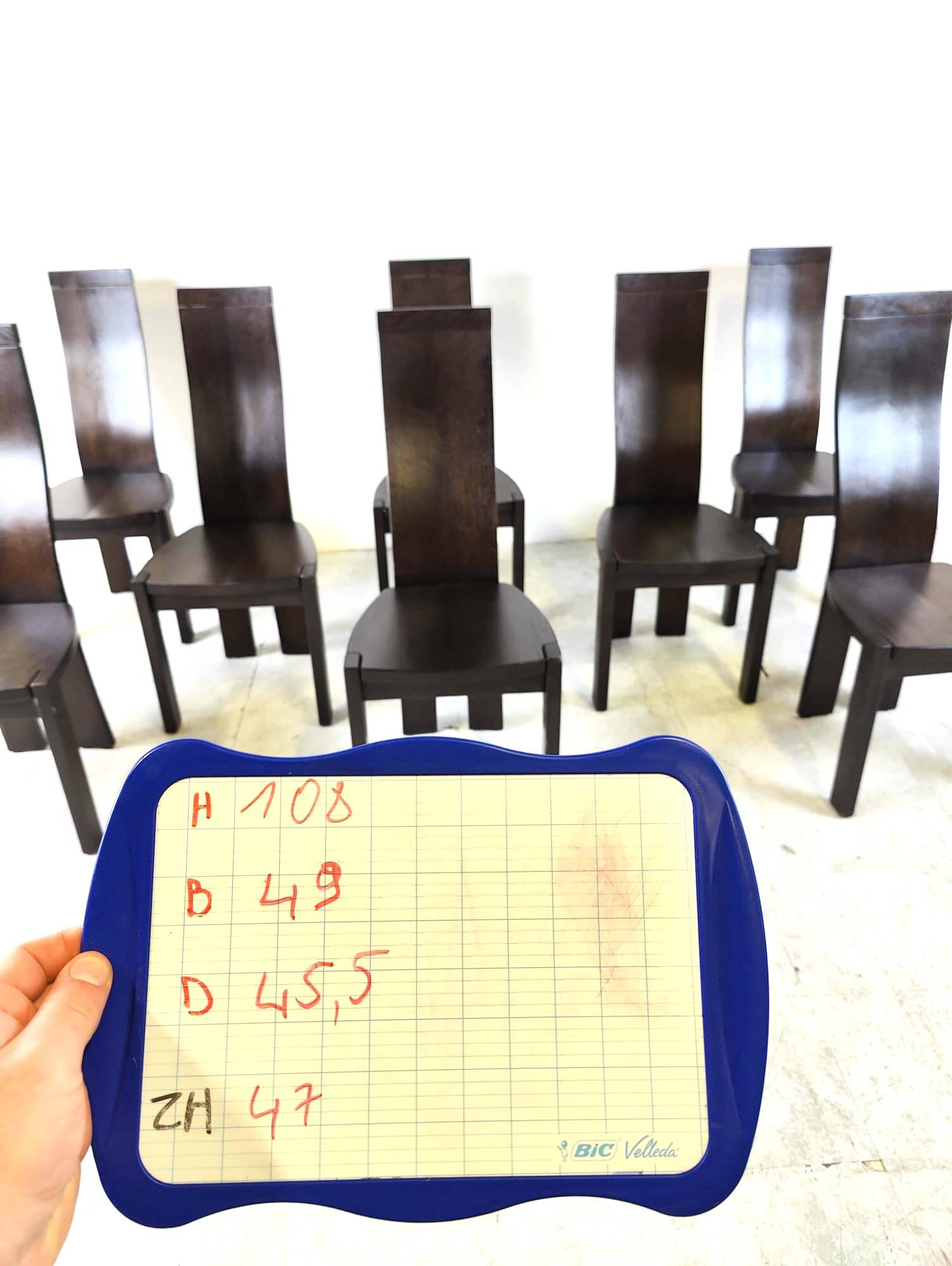 Set of 8 dining chairs by Rob & Dries van den Berghe, 1980s