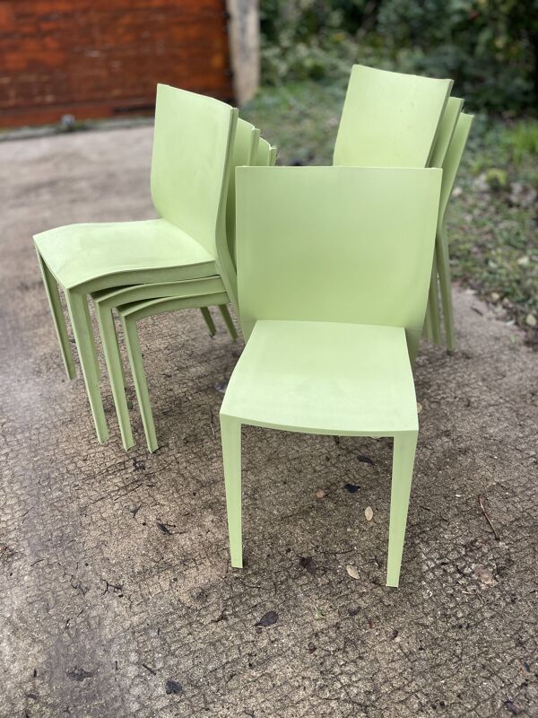 Chaises Slick-slick Starck pistache (lot de 7)