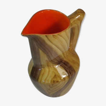 Vintage faux wood pitcher 50 60 Vallauris