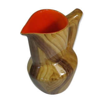 Vintage faux wood pitcher 50 60 Vallauris