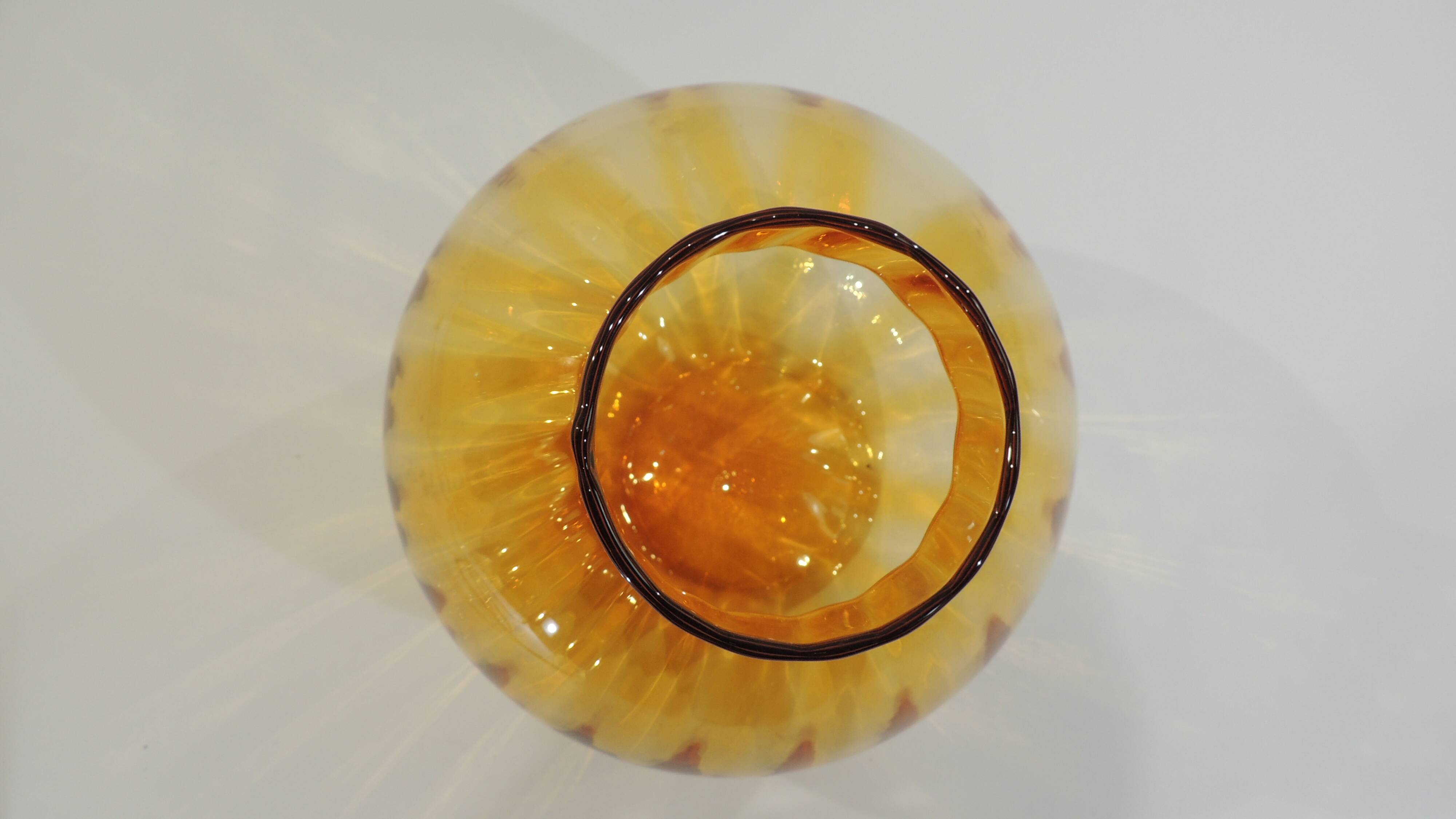 Slanted/Vintage Amber Glass Vase