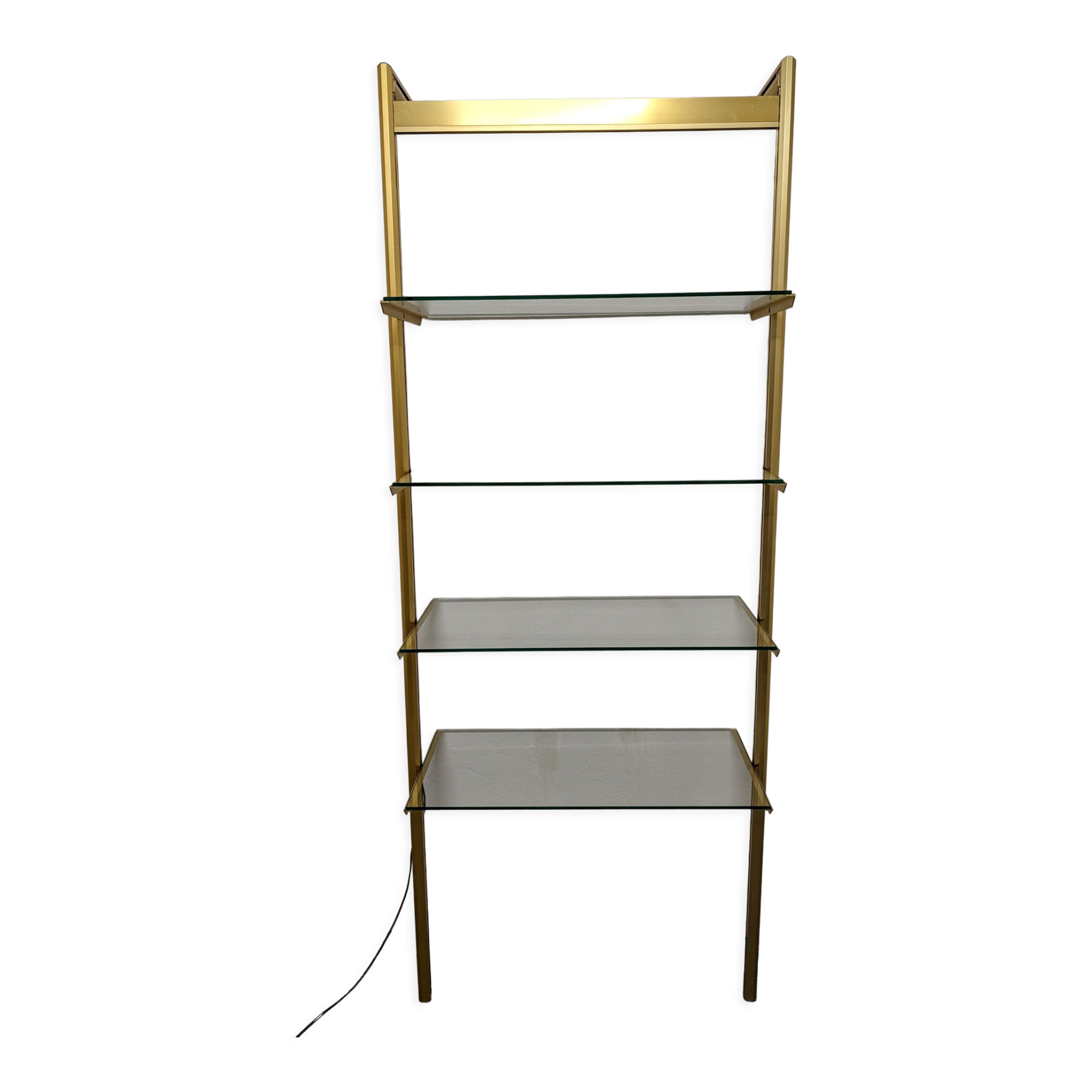 Modular shelf in glass and gilded aluminum from the 70-80s