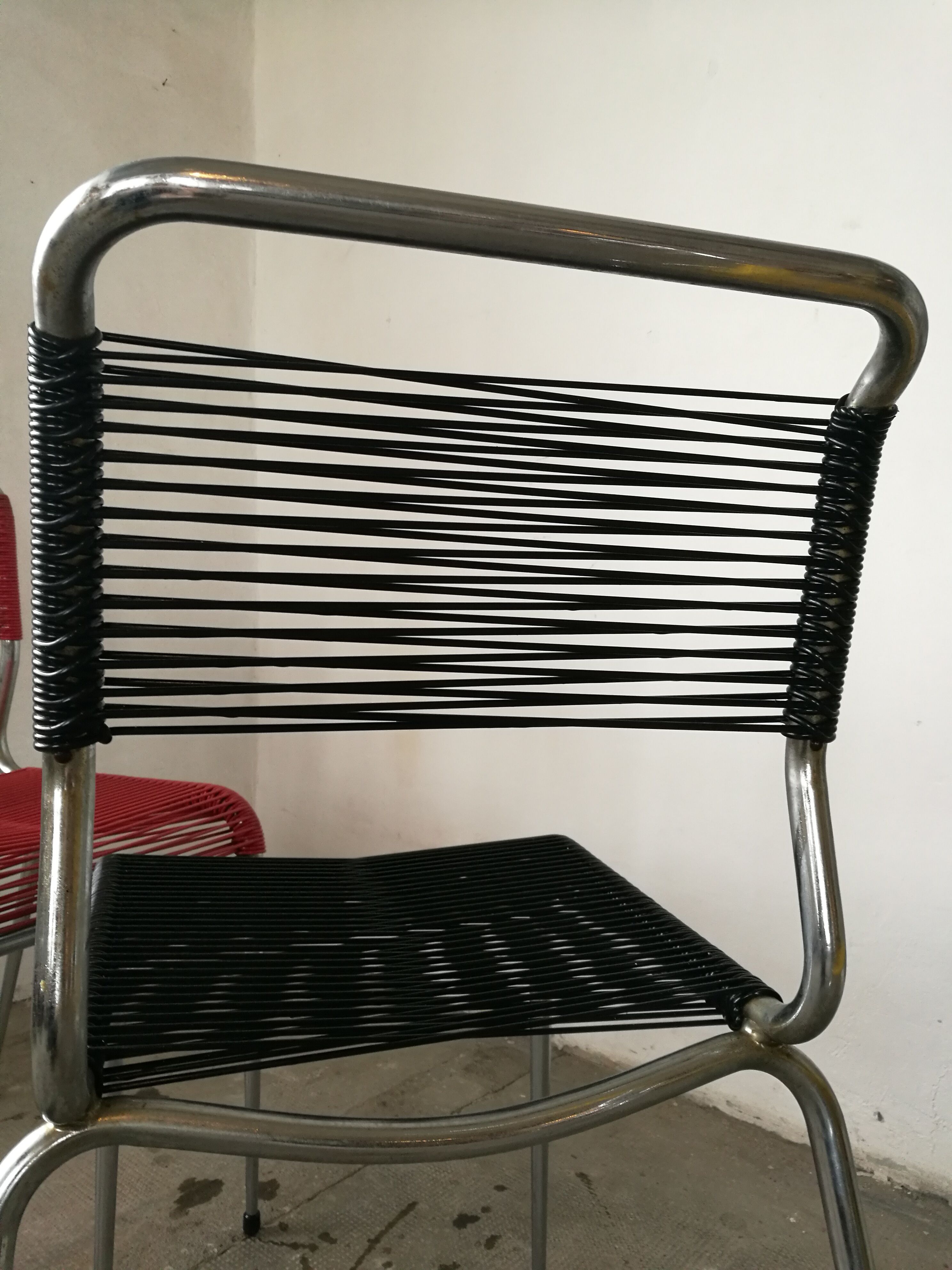 Set of 3 vintage scoubidou chairs