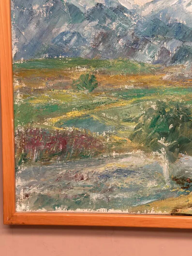 Original Swedish Oil on Canvas – "Landscape" by S. Högfeldt – Signed – Vintage and Framed – 48 × 36 cm (18.9" × 14.2")