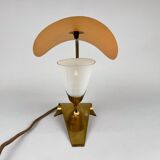 Lampe de table Art déco rare en laiton et verre laiteux, années 1930