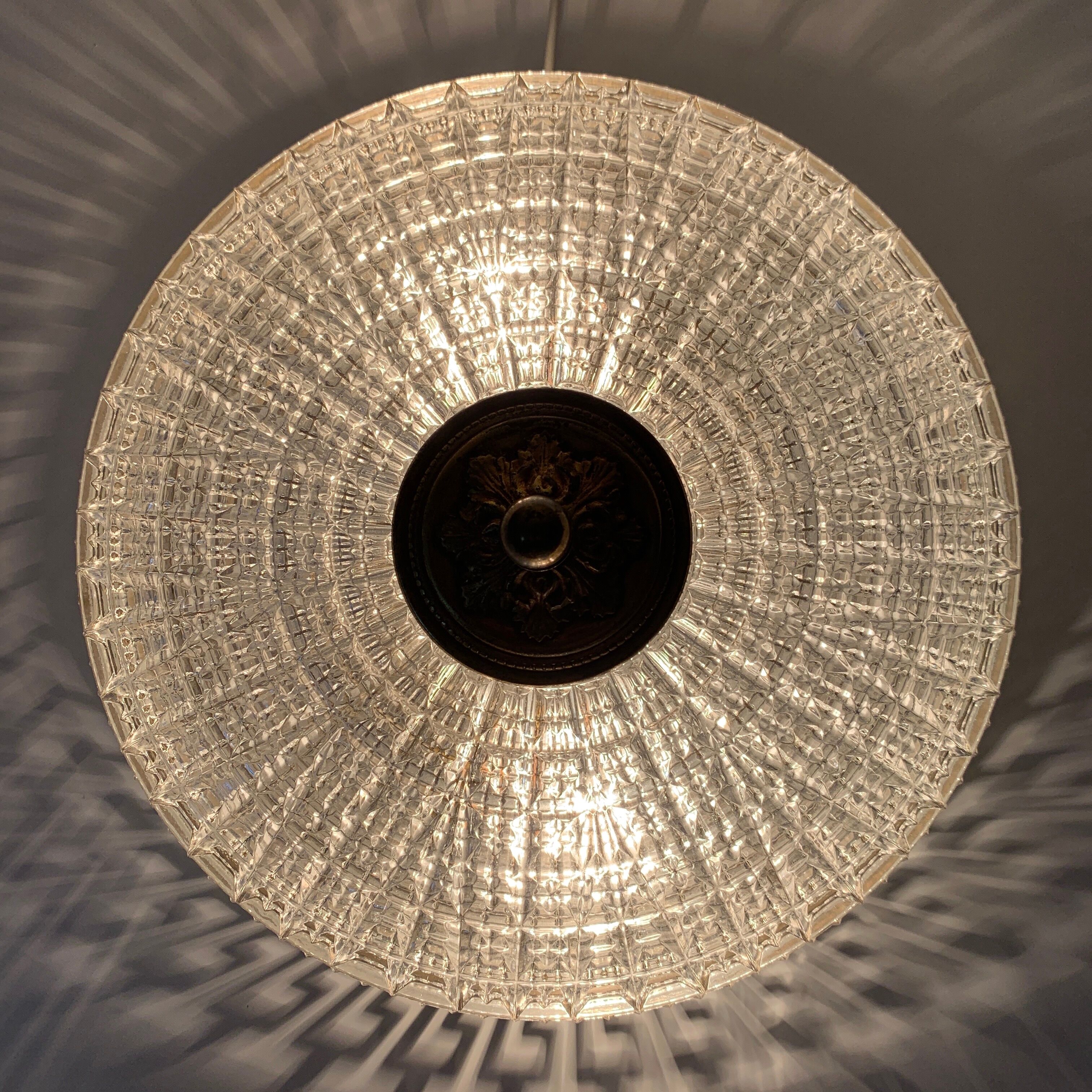 Ceiling lamp old gold crystal Lucien Gau