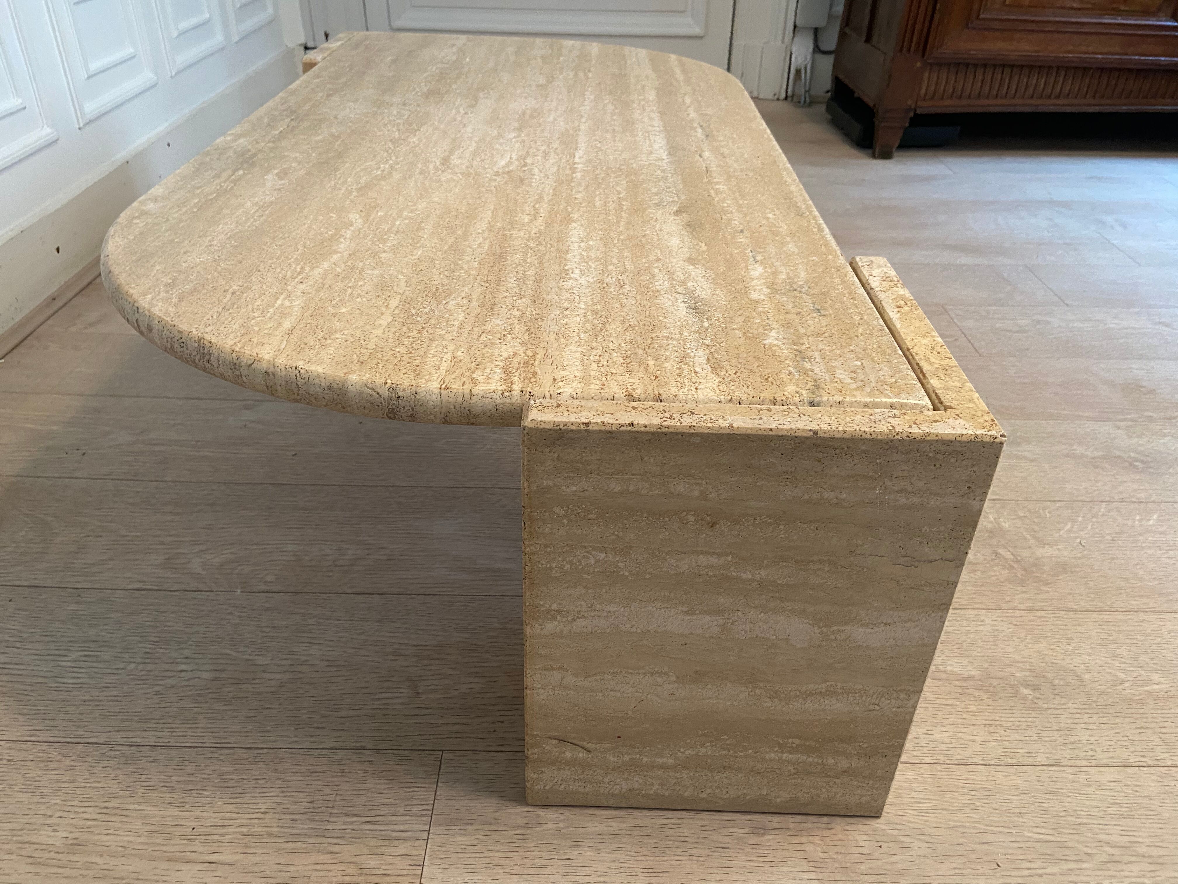 Drop of water coffee table in travertine, 1970