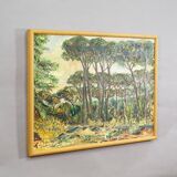Oil painting by Alexander Michael of a pine forest near Ostia, Italy 1973