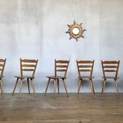 Series of 6 Scandinavian chairs or vintage wooden bistro