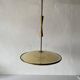 Large UFO design ceiling light in brass and printed glass, 1950s, Italy.