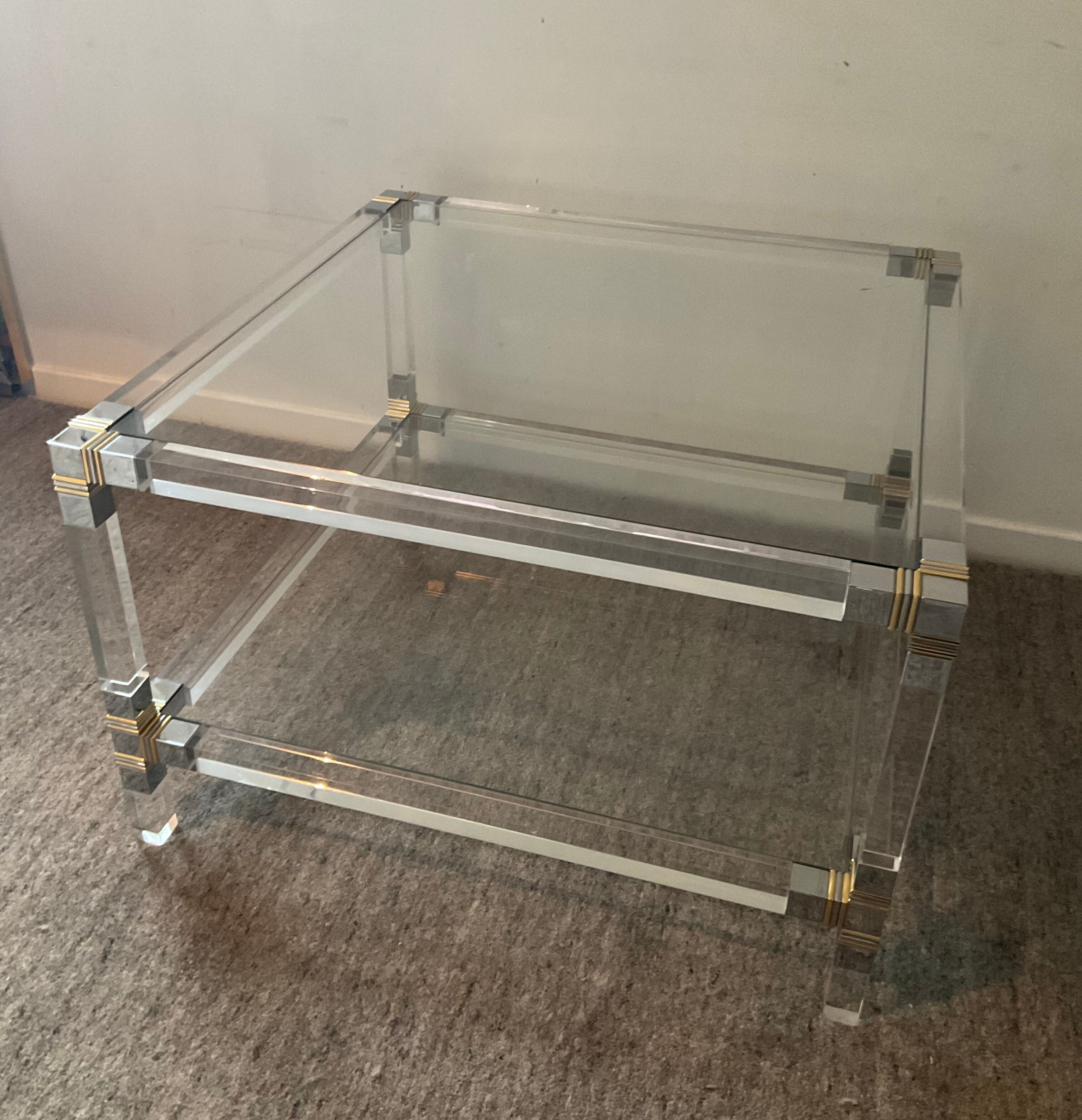 Pierre Vandel coffee table in lucite from the 70s