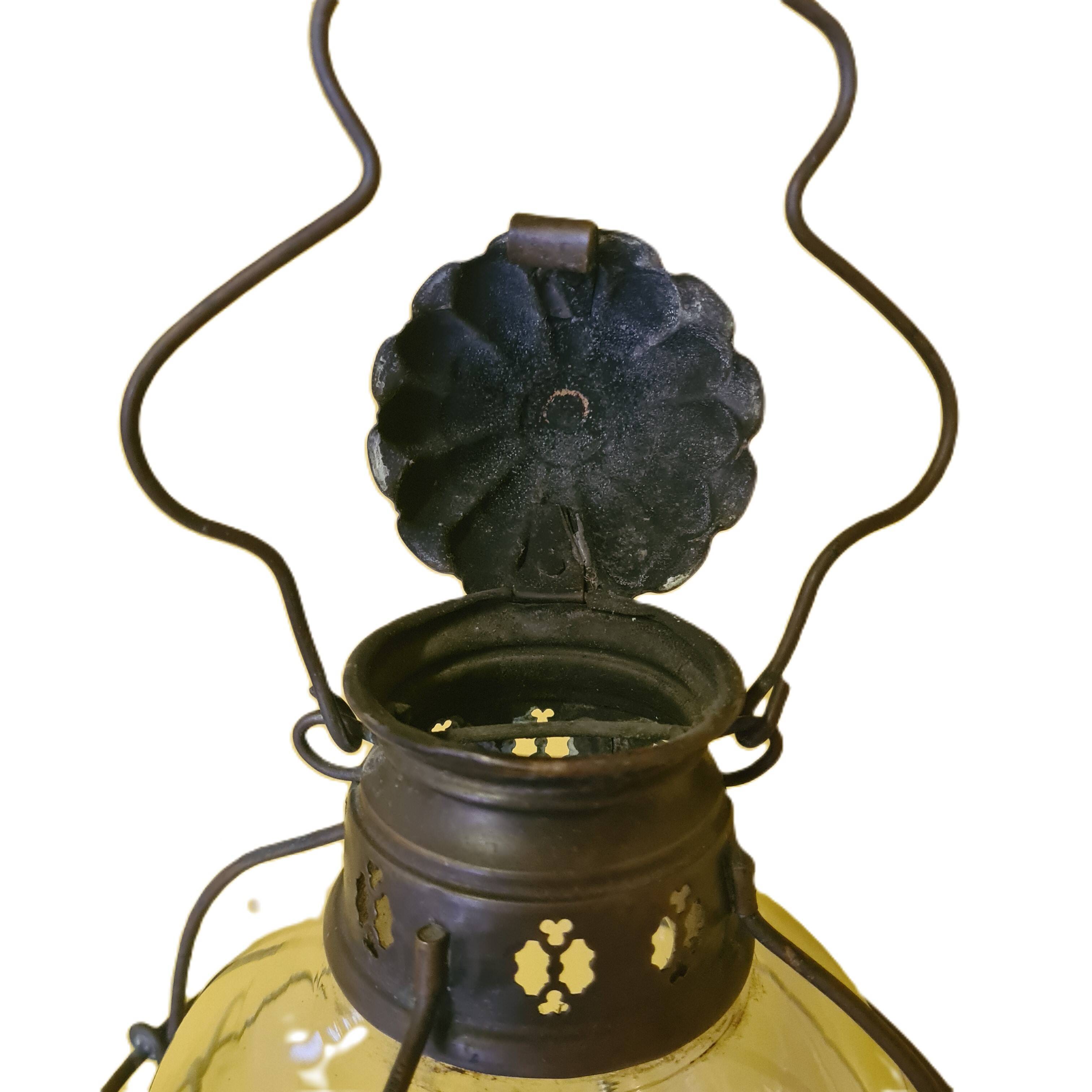 Lanterne de bateau en cuivre pour bougie, vers 1900