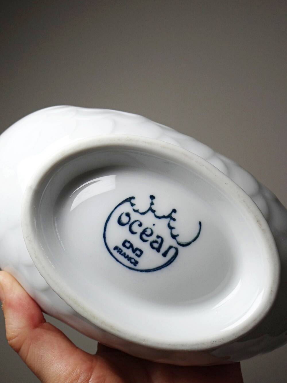 White porcelain sauce boat fish Ocean France, 1970s-1980s