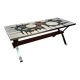 Vintage coffee table from the 60s and 70s in ceramic, chrome metal, and wood.