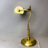 Lampe de table de bureau de banquier portugais en laiton 1940