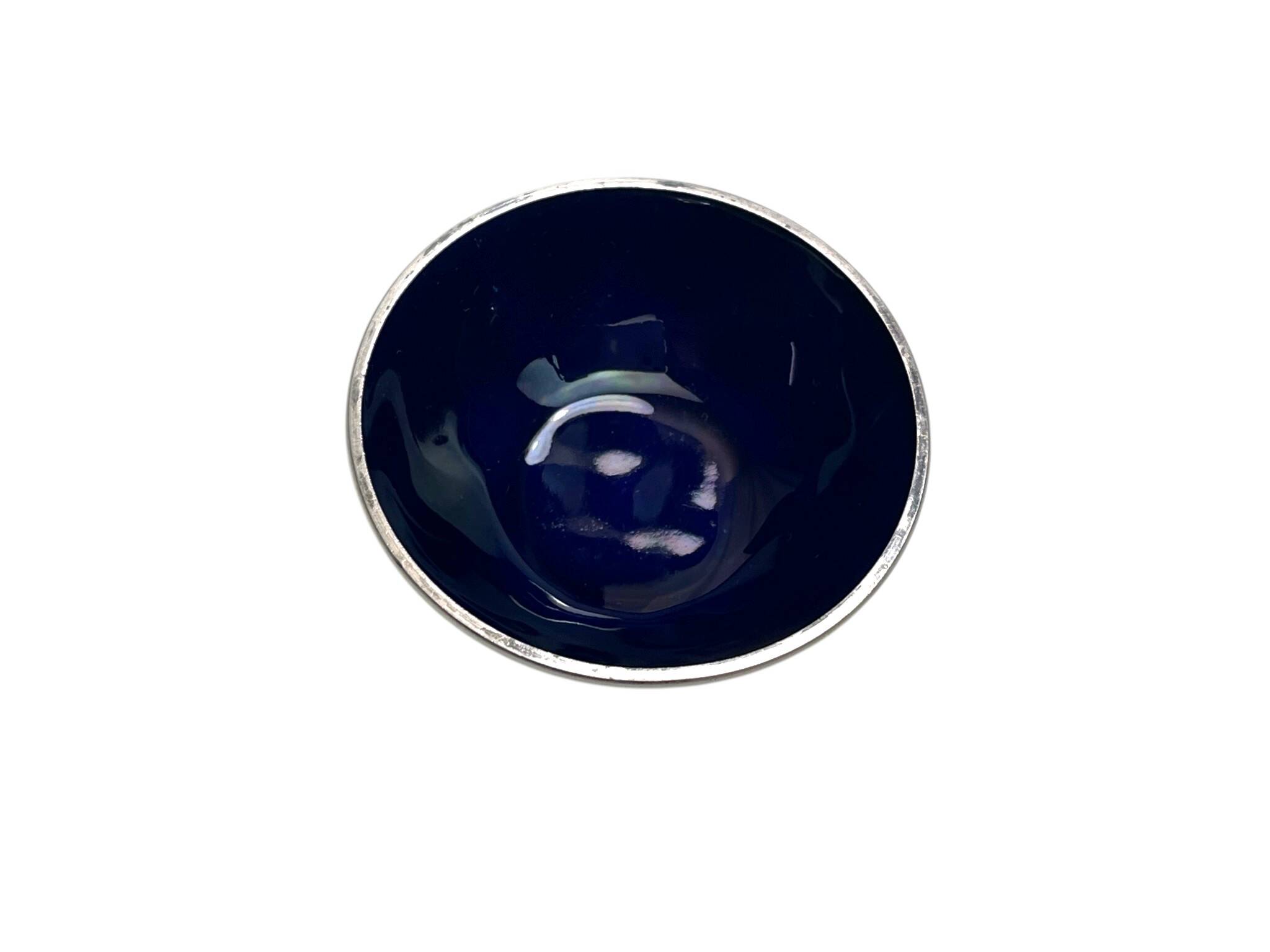 Arts de la table, salière saleron argent russe émail bleu vers 1950
