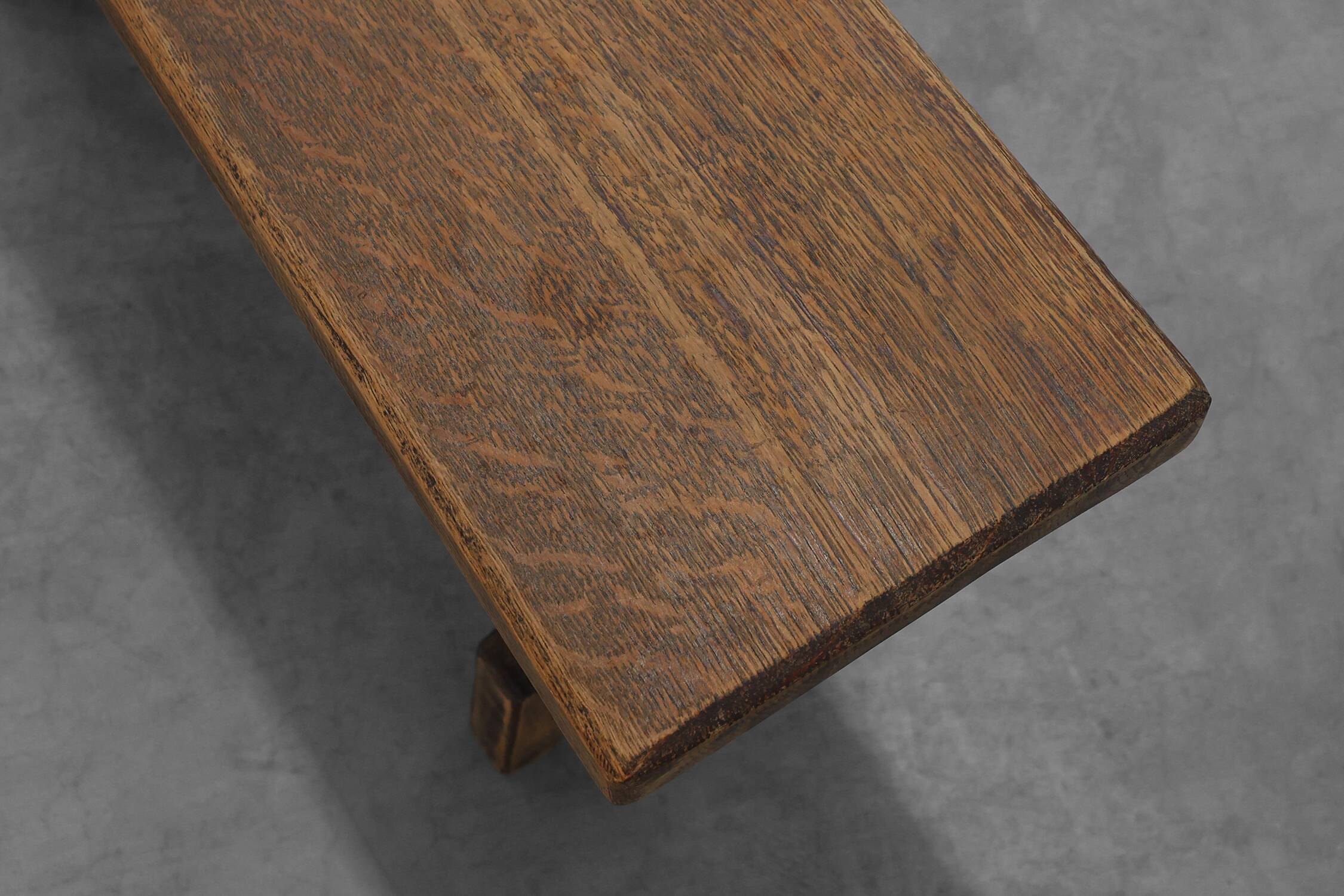 Rustic French solid Oak Bench, France, circa 1900