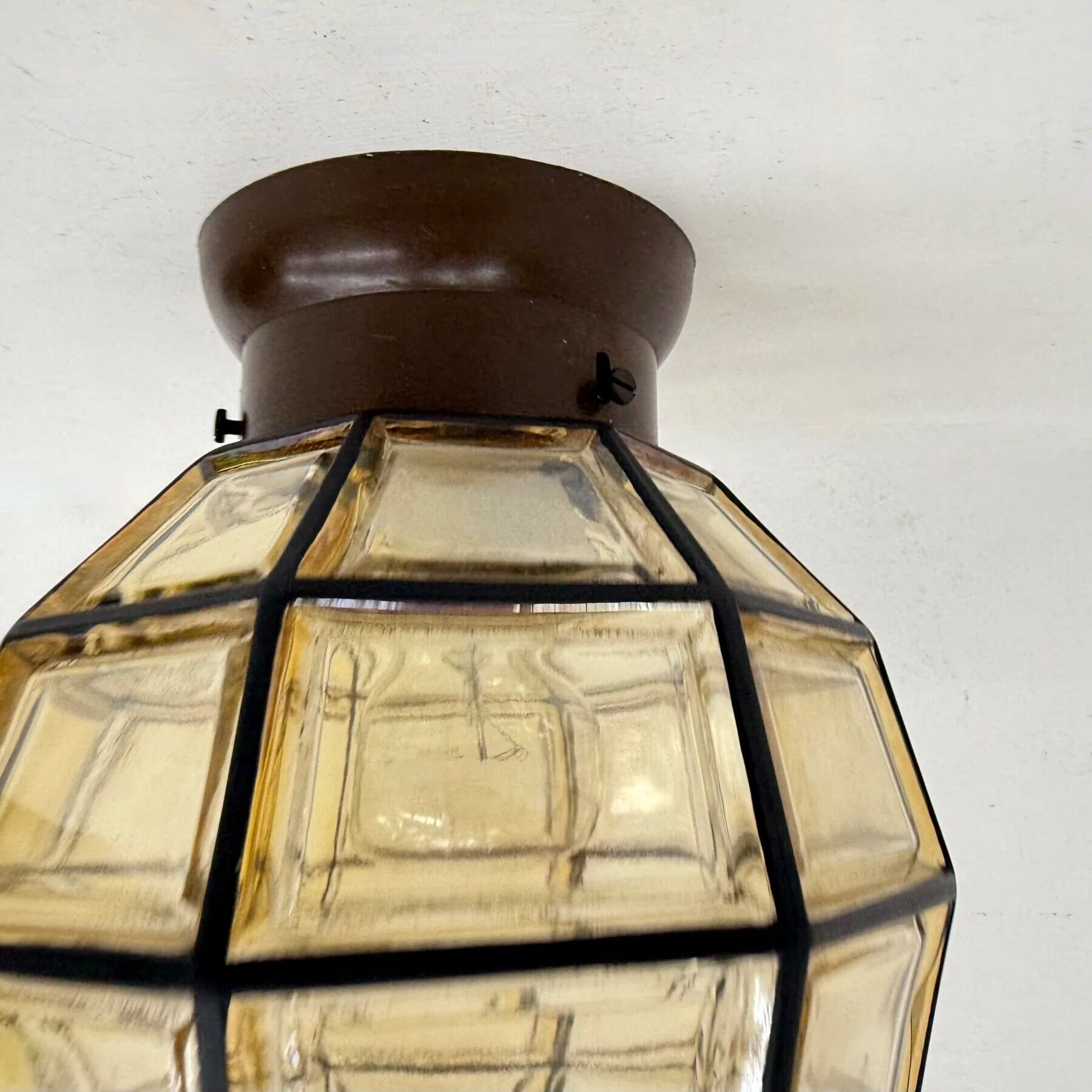 1 of 2 Limburg Glashütte glass ceiling lamp flush mount, 1970s