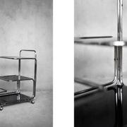 Vintage Mid-Century German Modern Bauhaus Chrome & Glass Serving Trolley