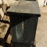 3 low blue-grey stools