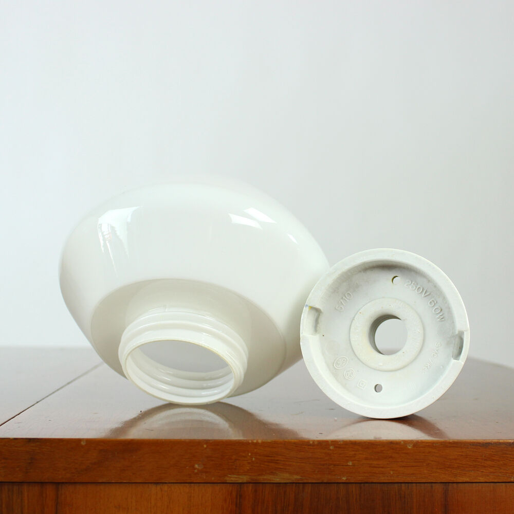 White opaline glass and porcelain light, Czechoslovakia 1960s