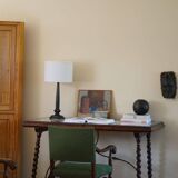 Oak and wool armchairs, Louis XIII style, by a French cabinetmaker from the 1930s.